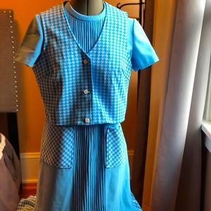 Vintage houndstooth 2 piece dress & vest size 14